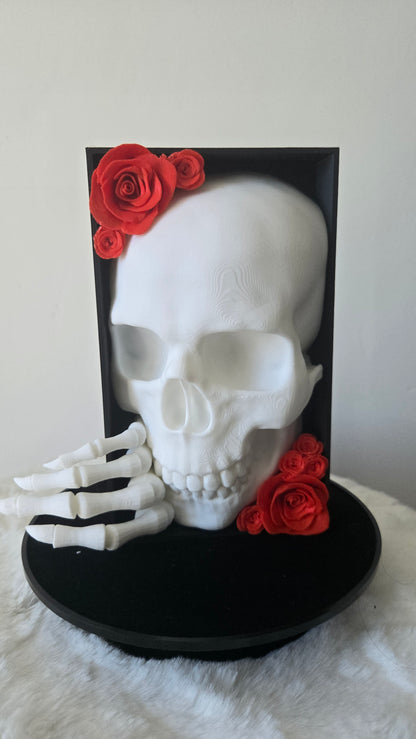 Book Nook Skull with Roses